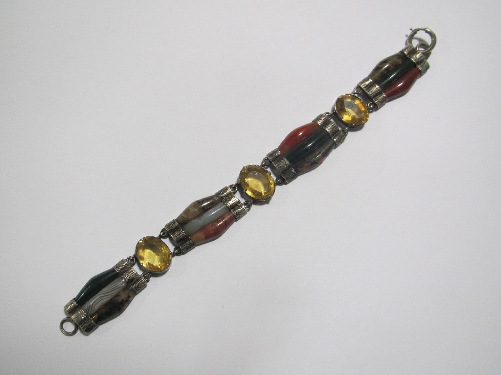 Appraisal: Scottish silver agate and Cairngorm bracelet