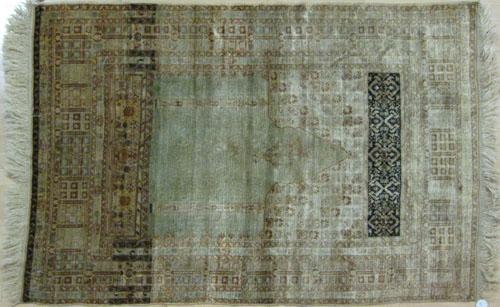 Appraisal: Persian silk prayer rug late th c with ivory field