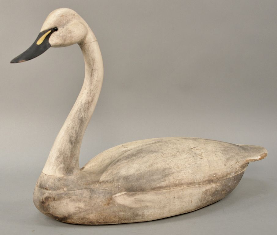 Appraisal: Carved swan decoy marked Bay Head N J Johnson Rig