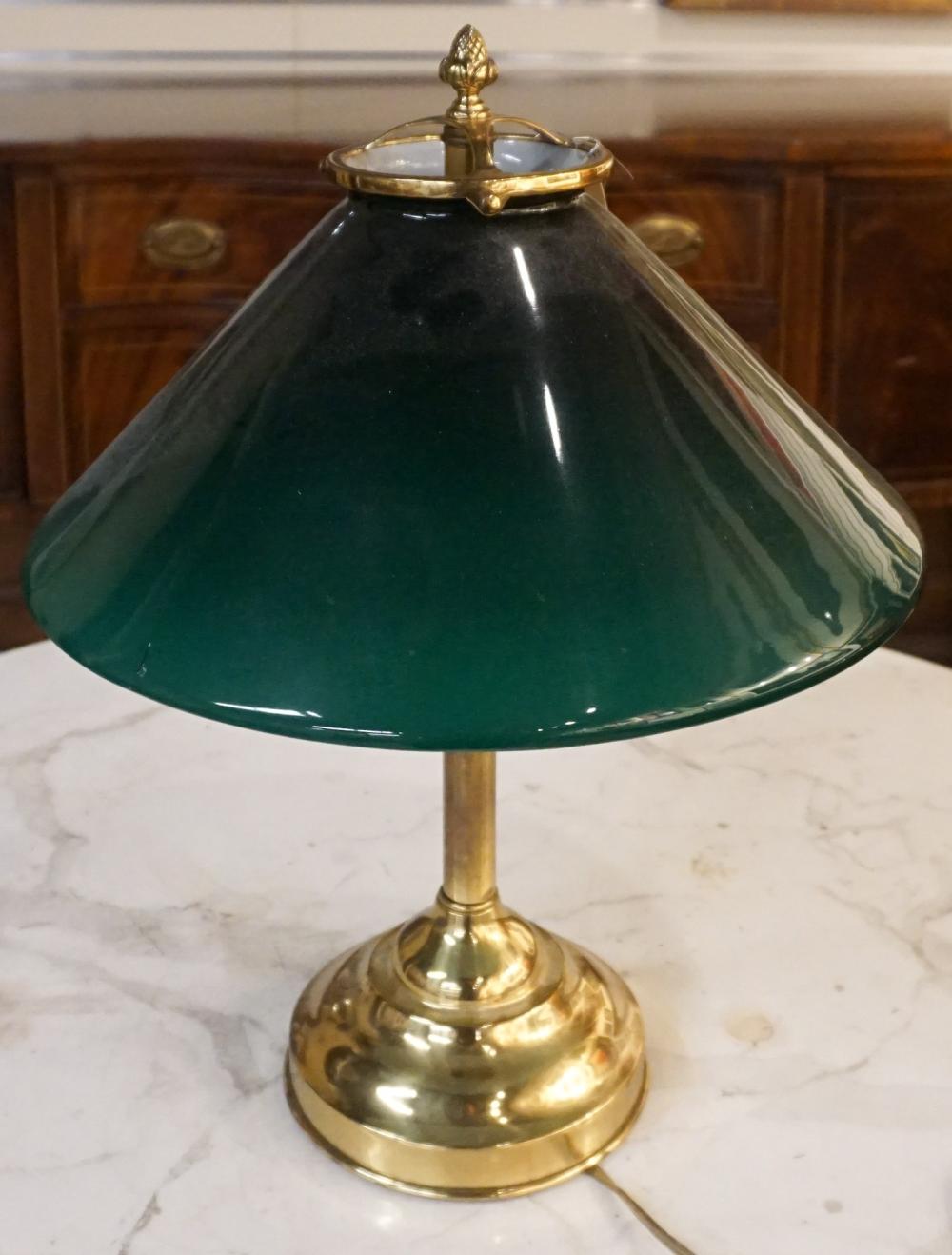 Appraisal: Brass and Green Glass Shade Desk Lamp