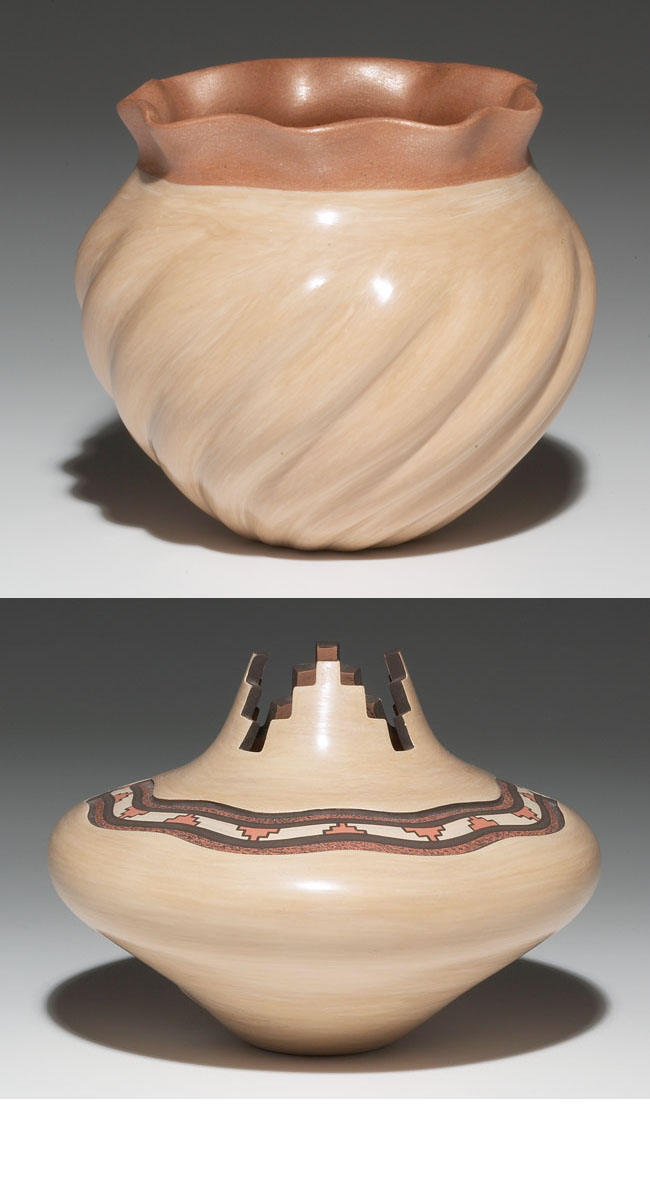 Appraisal: Jemez vase flaring shape with a cut-back rim in a