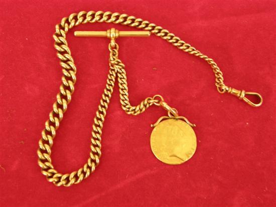 Appraisal: ct gold watch chain with a George III gold sovereign