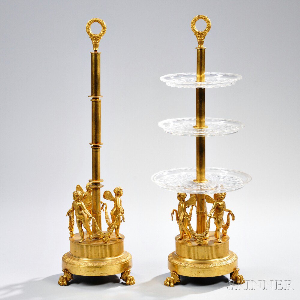 Appraisal: Pair of Empire Three-tier Ormolu Etageres Paris early th century