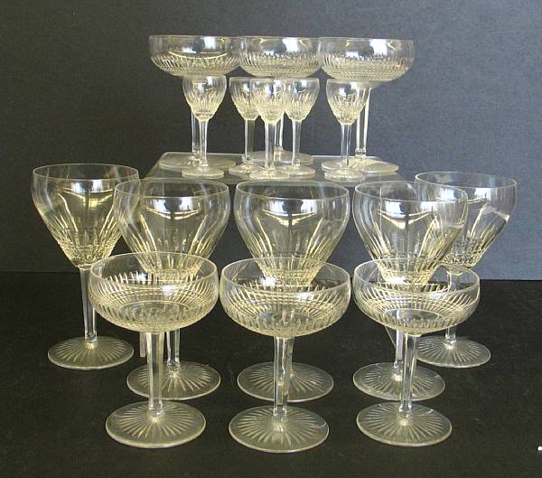 Appraisal: A suite of cut glass stemware Each decorated with mitres