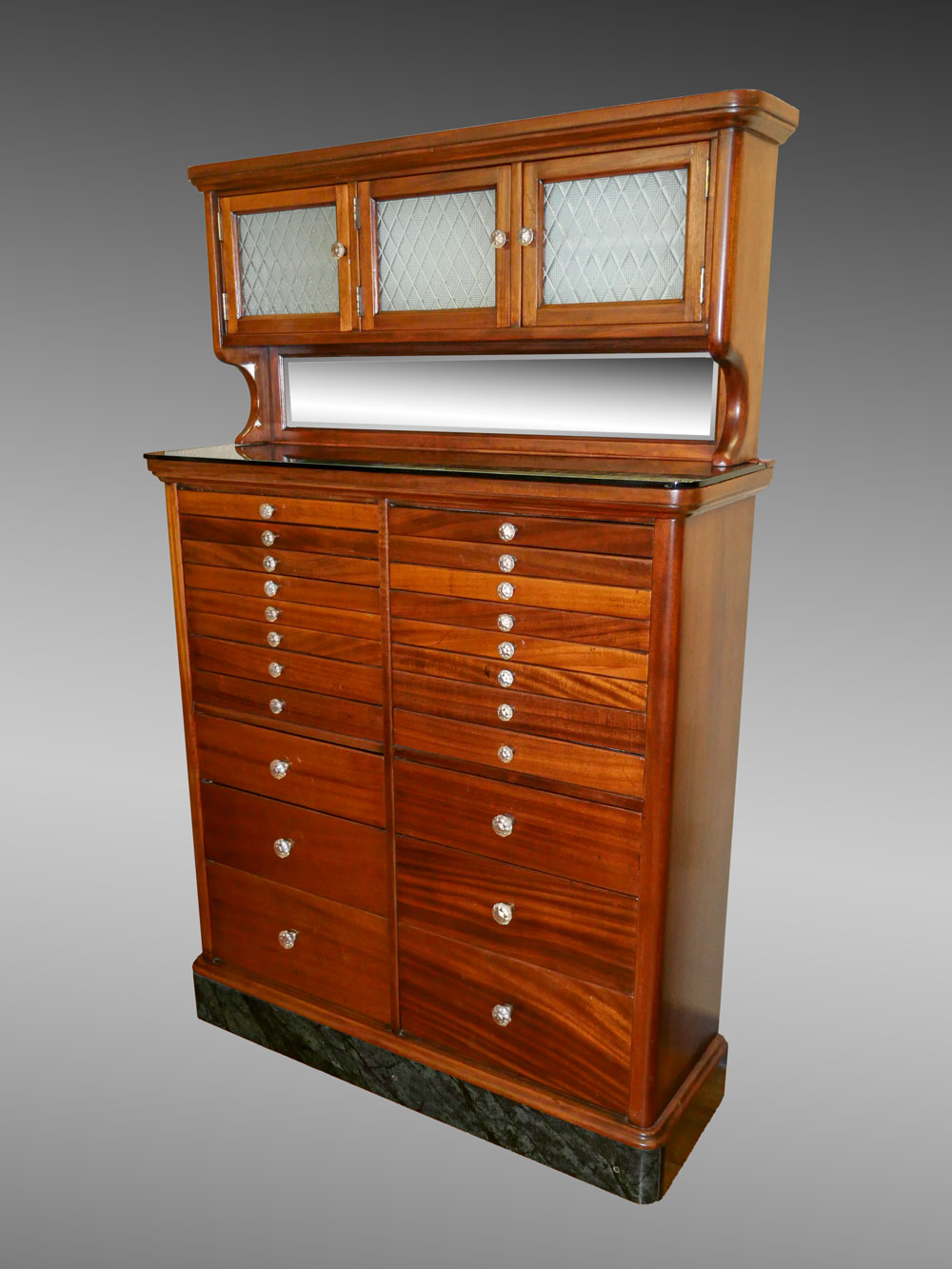 Appraisal: DRAWER HOODED DENTAL CABINET Beautiful dental cabinet having a surmounting