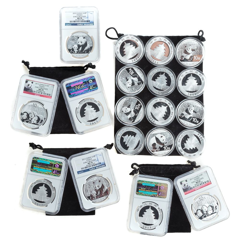 Appraisal: - Ounce Chinese Silver Pandas In coin cases - -