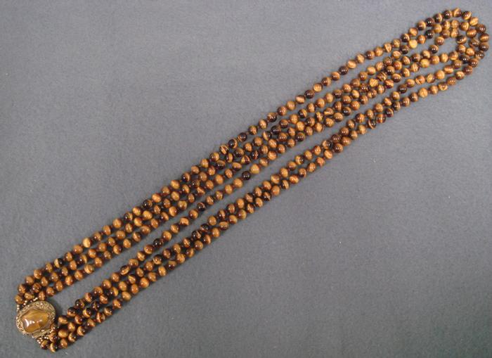 Appraisal: Tiger Eye Beaded necklace Triple strand of mm tiger eye