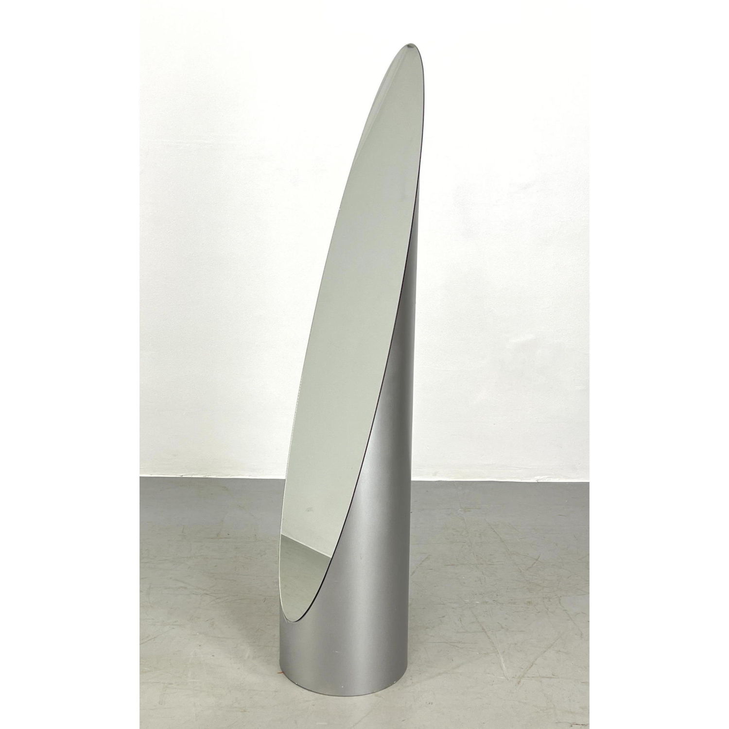 Appraisal: Modernist ROGER LECAL Attribution Lipstick Mirror Molded Silver plastic sculptural