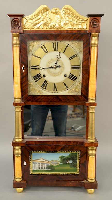 Appraisal: C L C Ives Federal mahogany triple decker shelf clock