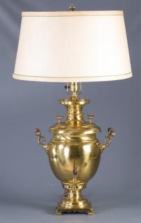 Appraisal: Brass Samovar Converted to a Lamp Brass samovar converted to