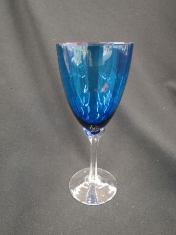 Appraisal: Blue Crystal Goblets clear stems excellent