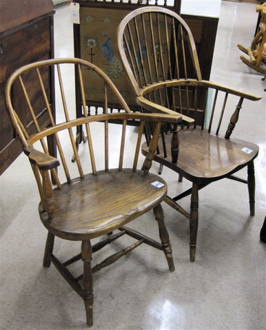 Appraisal: TWO WINDSOR OAK AND ELM ARMCHAIRS English early th century