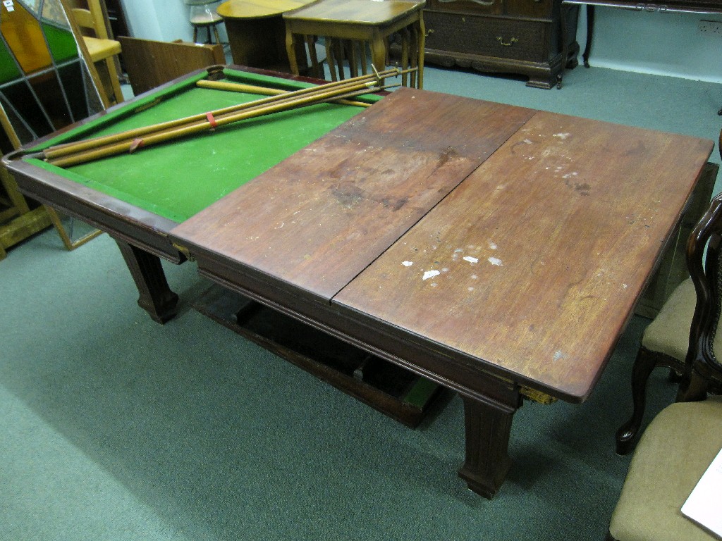 Appraisal: Slate bed snooker dining table by E J Riley with