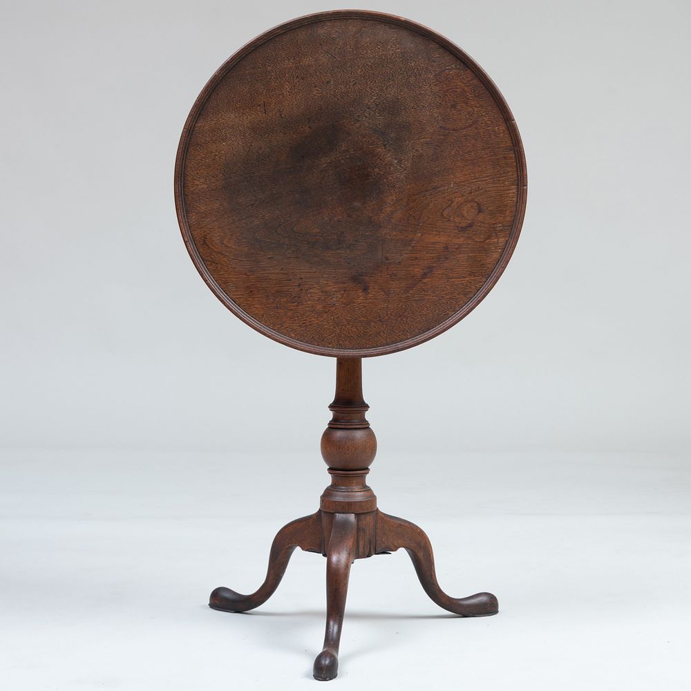 Appraisal: Chippendale Walnut Circular Tilt-Top Tripod Tea Table x in Dimension