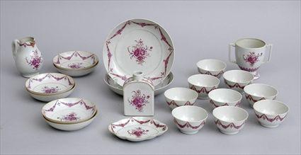 Appraisal: CHINESE EXPORT PORCELAIN PART TEA SERVICE With puce floral clusters