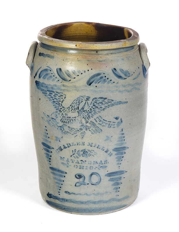 Appraisal: OHIO STONEWARE CROCK Second half - th century Stenciled cobalt