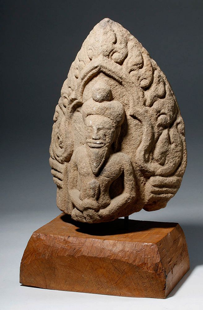 Appraisal: th C Thai Sandstone Temple Fragment Originally Listed At Southeast