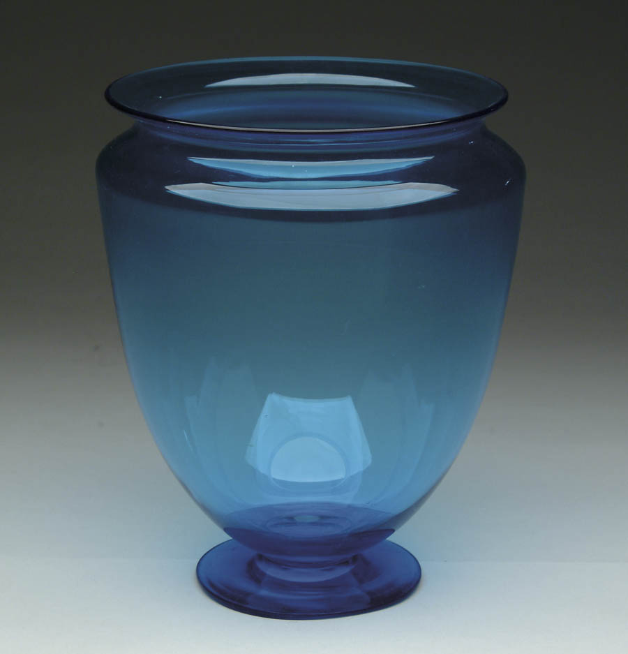 Appraisal: STEUBEN CELESTE BLUE VASE Large Steuben vase is transparent blue