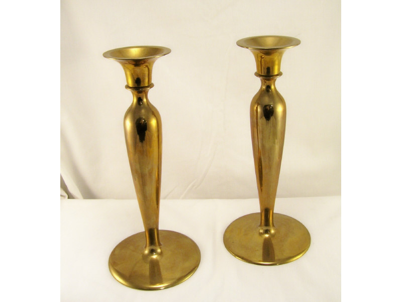 Appraisal: Pair Bronze Candlesticks Solid bronze cast candlesticks Patd date Sept