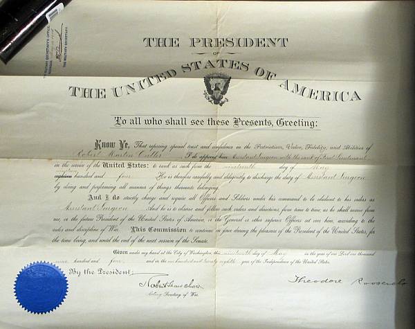 Appraisal: Americana Document Signed Theodore Roosevelt partially printed and accomplished in