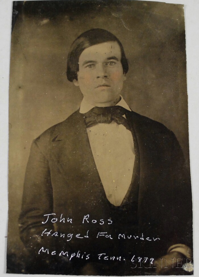 Appraisal: Tintype Portrait Photograph Inscribed John Ross Hanged For Murder Memphis