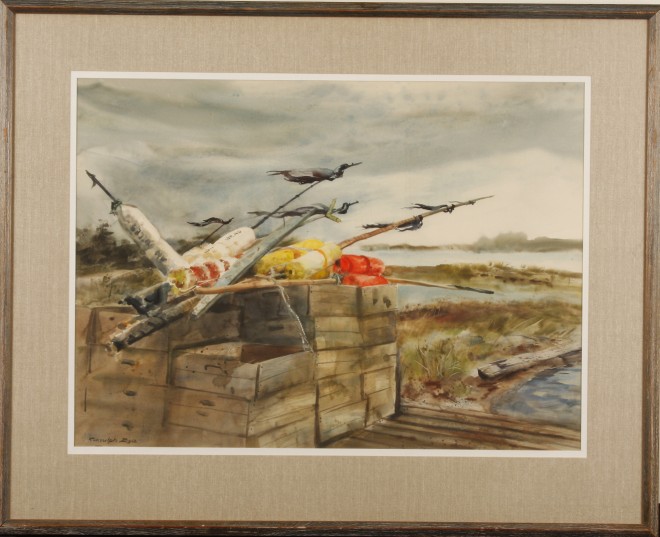 Appraisal: Lobster Buoys Owl's Head Maine circa 's watercolor x sight