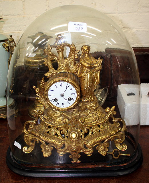 Appraisal: A LATE TH EARLY TH CENTURY GILT MANTLE CLOCK the