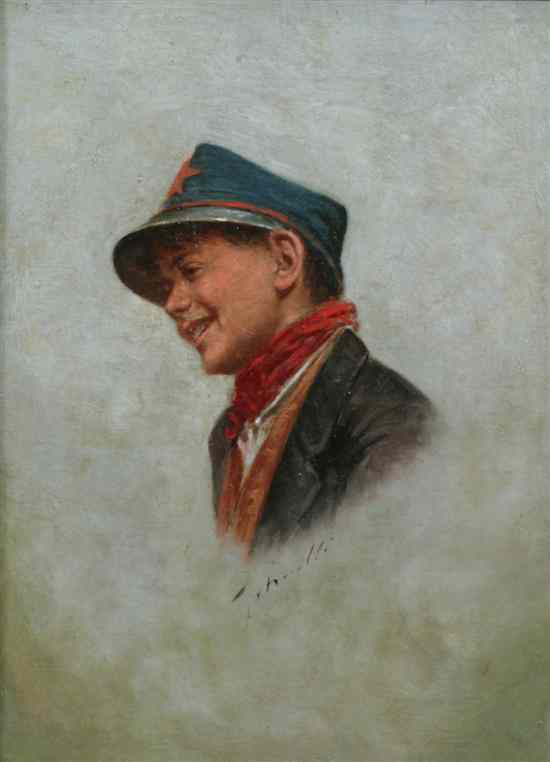 Appraisal: ARTURO PETROCELLI Italian - PORTRAIT OF BOY IN HAT WITH