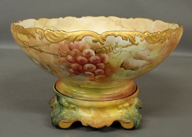 Appraisal: - French T V Limoges punchbowl with stand late th