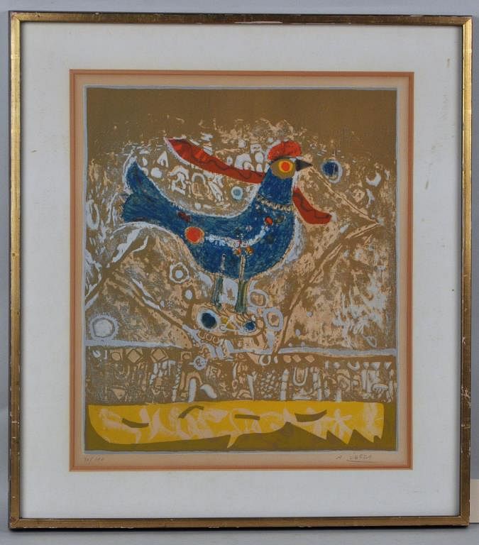 Appraisal: Augustin Ubeda Lithograph of Bird Spanish - numbered signed lower