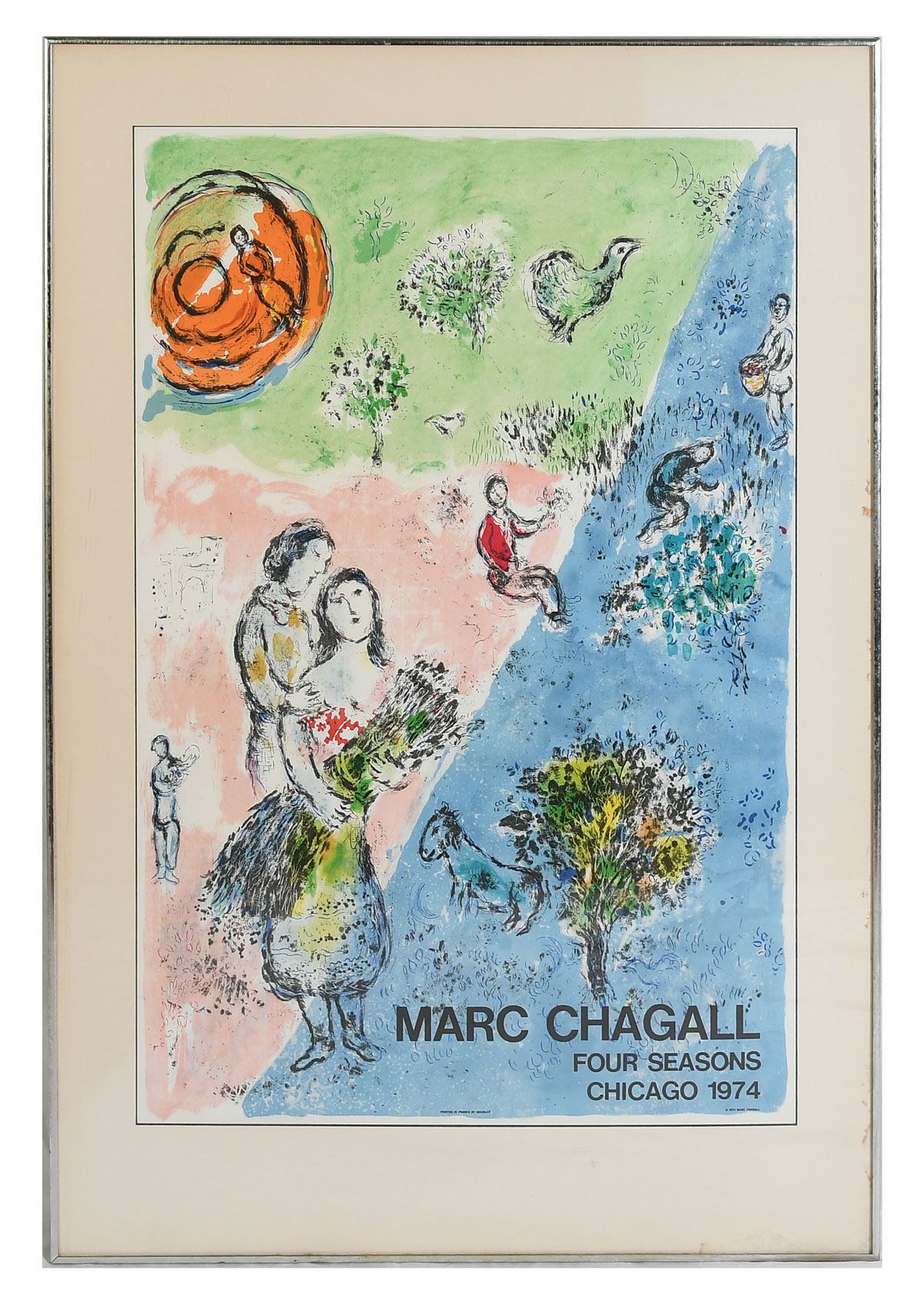 Appraisal: MARK CHAGALL FOUR SEASONS CHICAGO MOURLOT POSTER Sight size ''