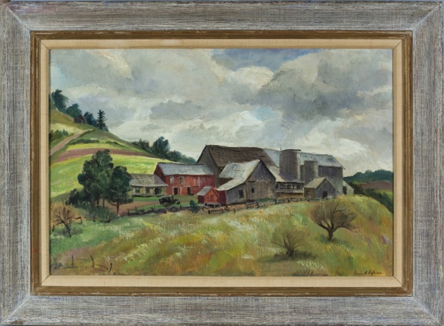 Appraisal: Farm Scene By Irwin D Hoffman American - Oil on