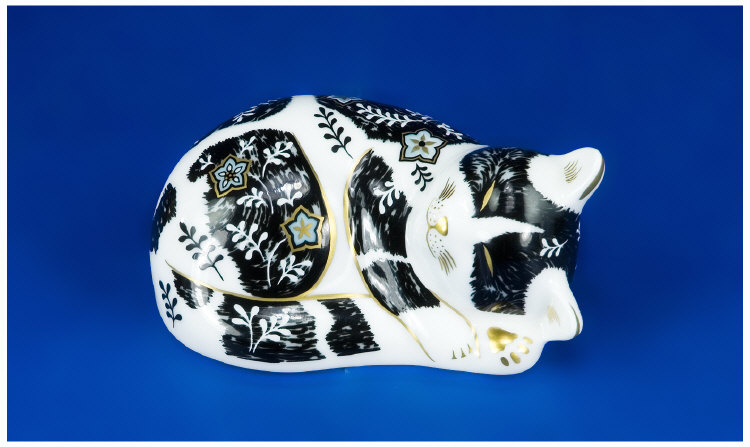 Appraisal: Royal Crown Derby Paperweight Misty Sleeping Curled Up Cat in