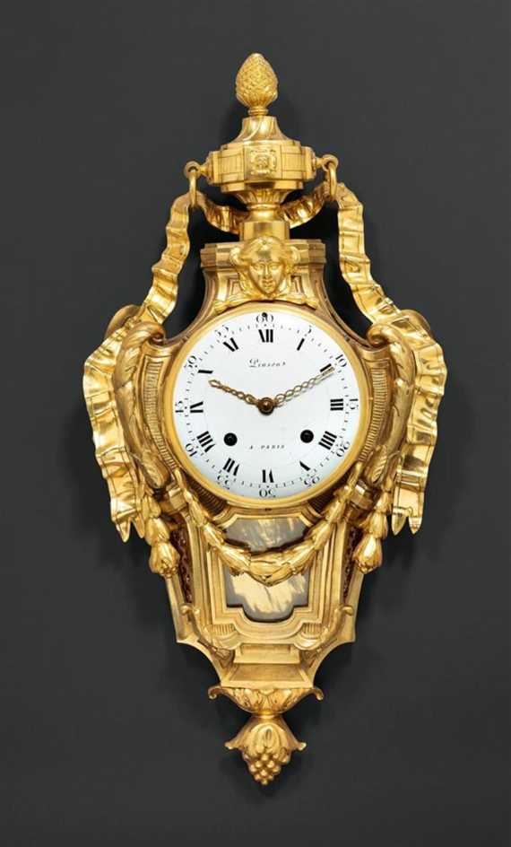 Appraisal: CARTEL CLOCK AU MASCARON Louis XVI the dial signed PINSON