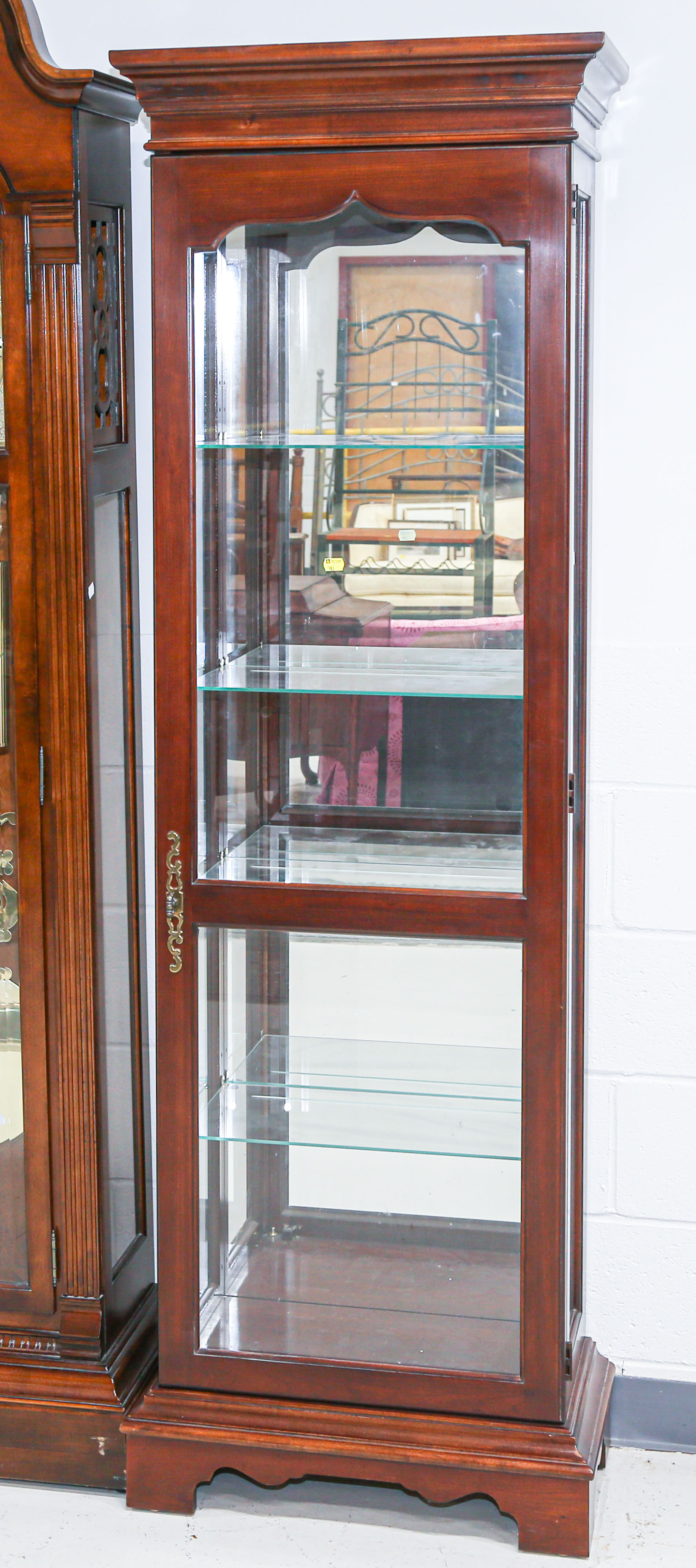 Appraisal: COLONIAL STYLE CHERRY DISPLAY CABINET Contemporary in H in W