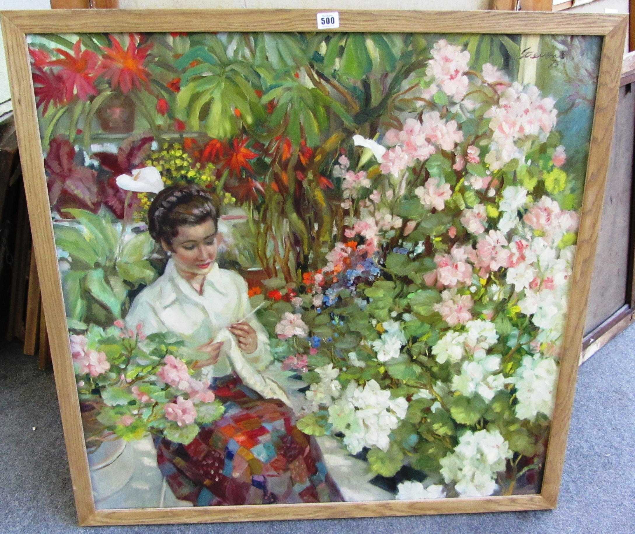 Appraisal: Frederic John Lloyd Strevens - In the conservatory oil on