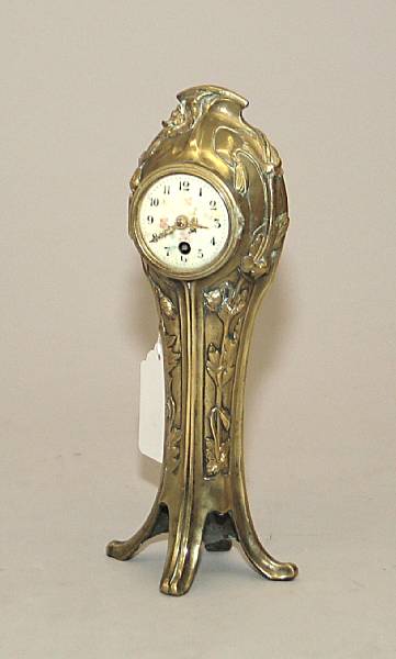 Appraisal: A French Art Nouveau bronze table clock late th early