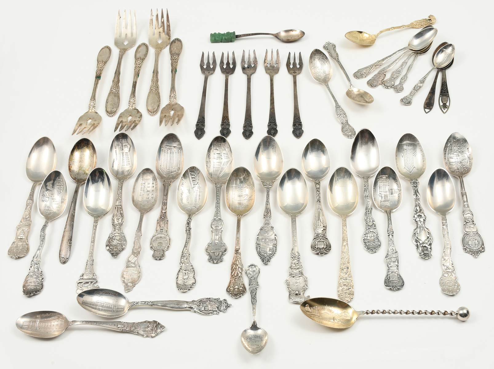 Appraisal: PC STERLING FLATWARE STATE SPOON COLLECTION Approx Troy ounces Comprising