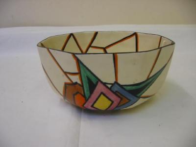 Appraisal: A CLARICE CLIFF BIZARRE WARE BOWL of octagonal form painted