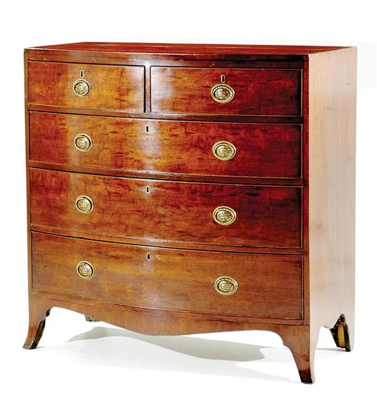 Appraisal: George III style bowfront mahogany chest of drawers late th