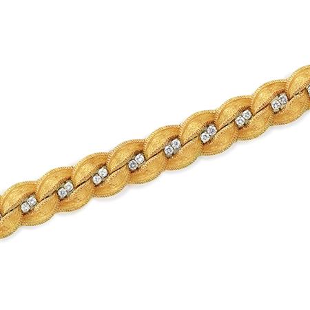 Appraisal: Gold and Diamond Bracelet Gubelin Estimate -