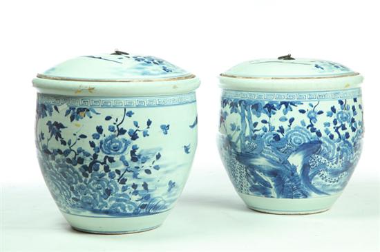 Appraisal: PAIR OF COVERED CERAMIC JARDINIERES China late th century Hand