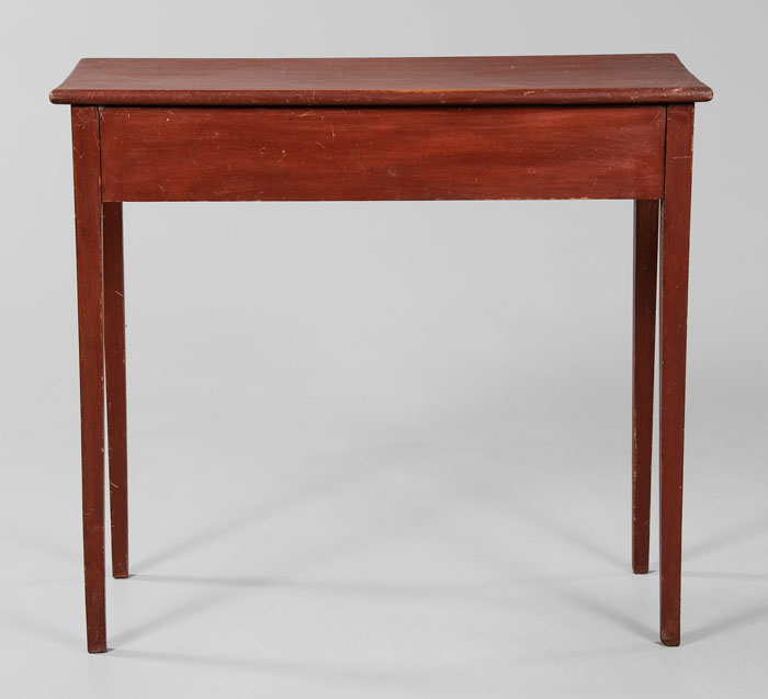 Appraisal: Federal Red-Painted Side Table American possibly Shaker th century basswood