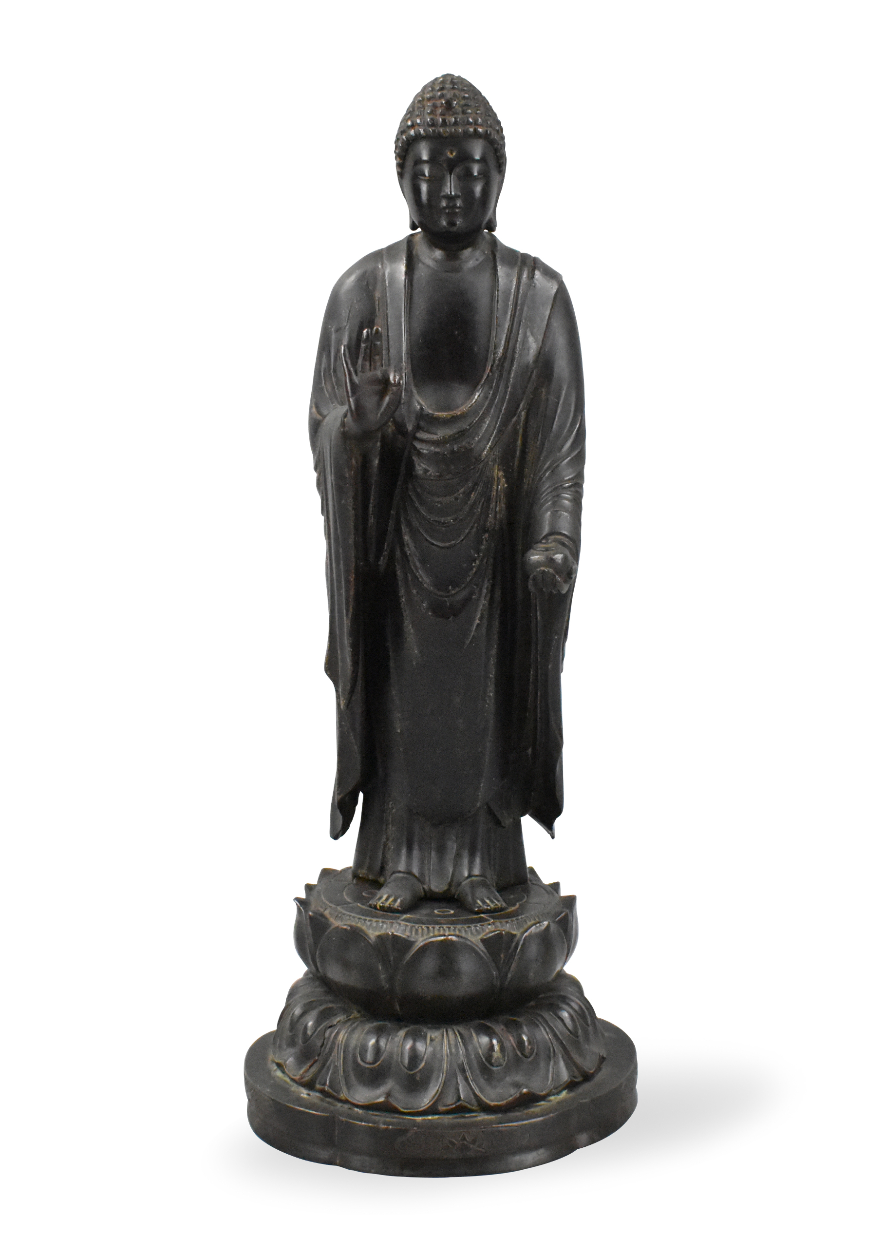 Appraisal: A Japanese bronze buddha on Lotus figure dating from the