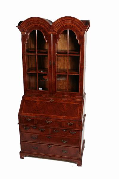 Appraisal: A Queen Anne style walnut secretary bookcase height ft in