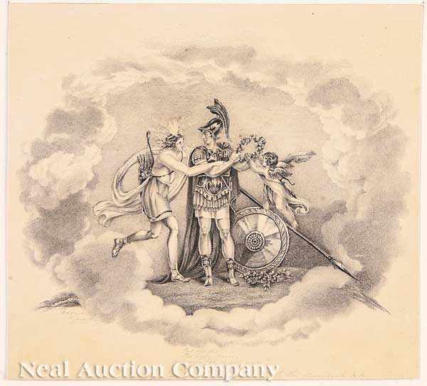 Appraisal: British School th c Allegorical Scene pencil on cardstock pencil