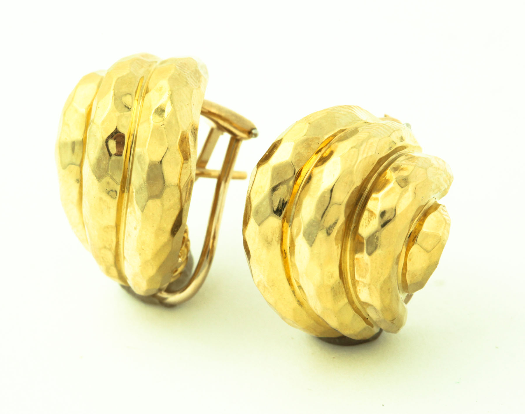 Appraisal: GOLD RIBBED EARRINGS Twentieth century Pair of K ear clips