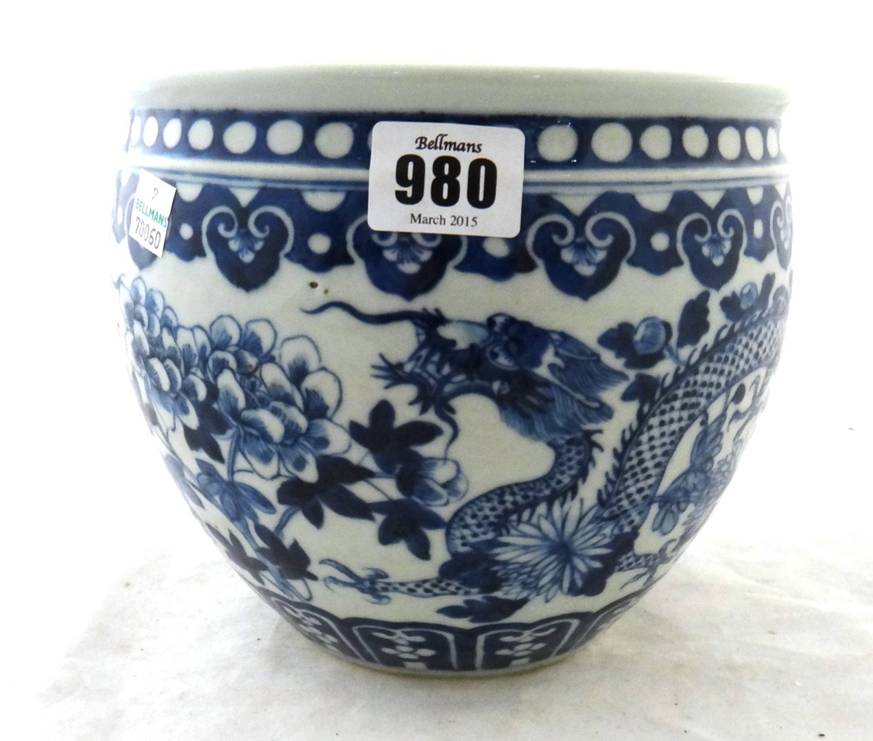 Appraisal: A small Chinese blue and white jardiniere circa painted with