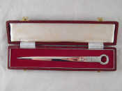 Appraisal: A silver skewer style letter opener in presentation case by