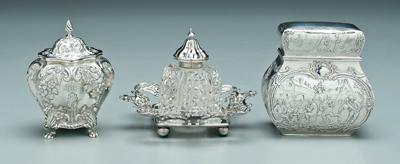 Appraisal: Three pieces silver and silver plate English silver tea box